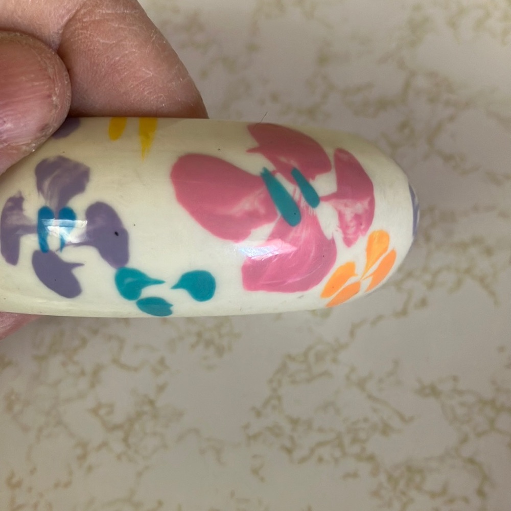 Floral Patterned Cream bangle bracelet
